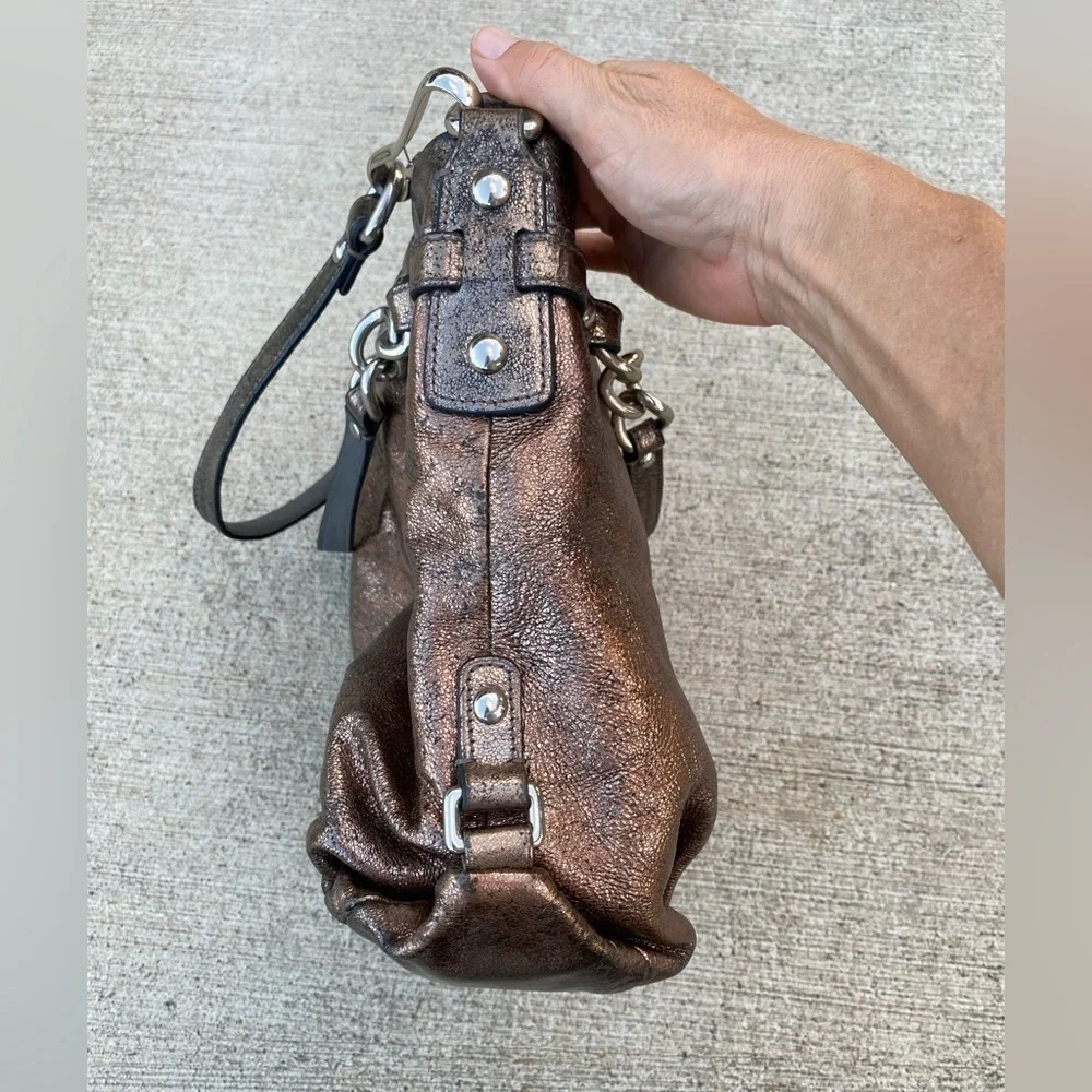 COACH Bronze Metallic Leather Shoulder Bag